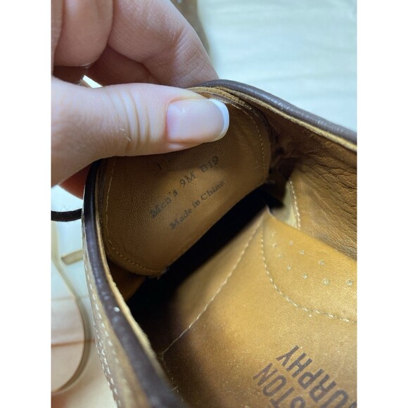 Johnston and Murphy wing tip brown leather sheepskin derby shoes men’s size 9 M - Picture 7 of 9